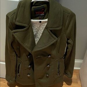 NWT Yoki Olive Green Double-Breasted Coat size small